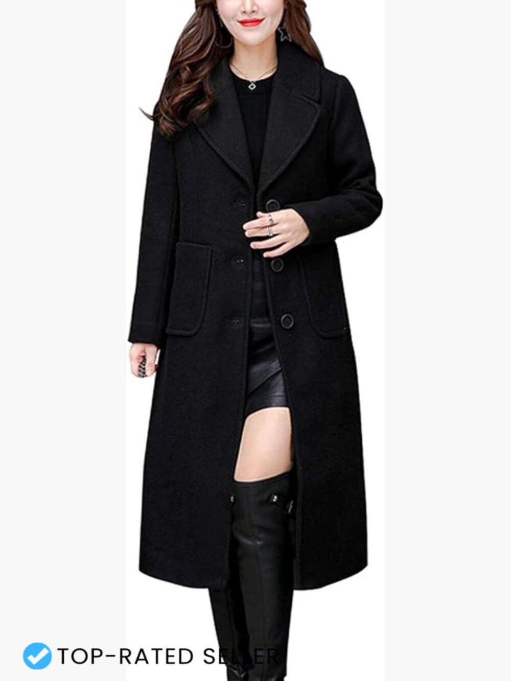 Notch Lapel Single Breasted Mid-Long Wool Blend Coat Classic Chic Timeless